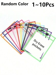 1/2/4/6/8/10 件装可重复使用文件收纳袋，超大可书写可擦写口袋，透明耐用塑料保护纸，教师学校教室用品，返校必备，新年、生日、派对装饰创意礼物，返校季，学习用品，耐用，易用，可作为礼物，用途广泛 - 彩色 - 查看 1