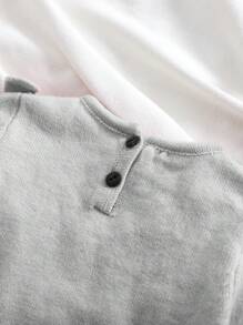 Baby Girl Cute Floral Embroidery Ruffle Trim Round Neck Long Sleeve Knit Sweater Dress, Suitable For Autumn/Winter Seasons. Soft, Skin-Friendly, Lightweight & Comfortable Material, Versatile For Casual, School, Gathering, Outdoor, Holiday Party Etc.