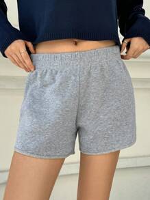 Jouncy Quần short lưng thun in họa tiết ngôi sao năm cánh cho nữ - Xám - Xem 7