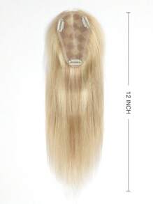 1pc V-Shaped Hairpiece Clip In Hair Extensions &1pc 3.25*5 Real Human Hair Toppers 14Inch/35Cm&12Inch/30Cm 100% Real Remy Human For Thinning Hair - Easy To Style, Lightweight, Breathable, Invisible And Undetectable, Suitable For All Hair Types And Daily Wear Honey Golden Light Blonde Color S18/22# - SP18/22 - View 7