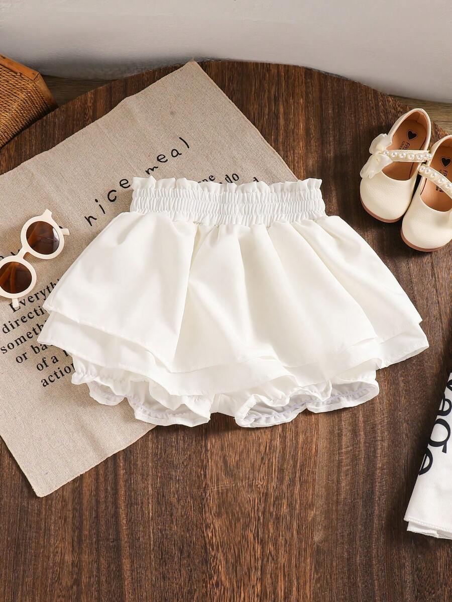 Genkimix Kids Young Girl Cute Multi-Layer Ruffle Skort, Family OutfitSpring/Summer