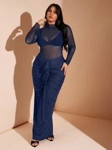 SHEIN BAE Bộ đồ liền thân lưới đen xuyên thấu cỡ lớn cho nữ Bộ đồ liền thân một mảnh màu đen Bộ đồ liền thân cỡ lớn Bộ đồ liền thân cong Bộ đồ liền thân buổi hòa nhạc Trang phục Giáng sinh cho phụ nữ Bộ đồ liền thân thường ngày và bó sát Bộ đồ liền thân Sxy Plus Bộ đồ liền thân dài tay Bộ đồ liền thân cổ lọ Plus Bộ đồ liền thân trong suốt Trang phục công sở cho phụ nữ - Màu xanh hải quân - Xem 5