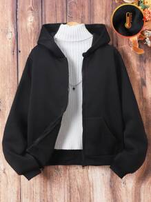Teen Girl Solid Color Hooded Sweatshirt, Autumn/Winter