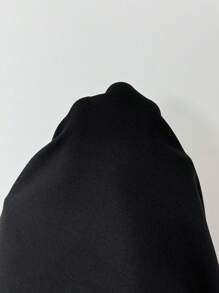 Chiquease Sexy Asymmetric Collar Bodysuit, Featuring Contrasting Knit Fabric And Mesh Sleeves In Black