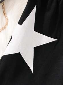 SHEIN Tween Girl Star Print Wide Leg Sweatpants - Black - View 5