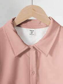 Girls' Casual All-Match Versatile White Long Sleeve Thermal Lined Shirt, Suitable For Autumn And Winter Wearing - Pink - View 6