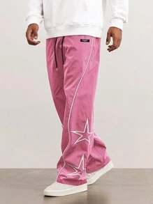 Manfinity Hypemode 男士宽松休闲星星图案抽绳腰裤，秋季