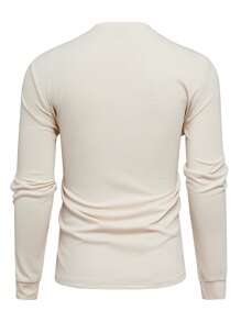 Manfinity Homme Men's Solid Color Front Zipper Long Sleeve Top And Pants Set - Apricot - View 8