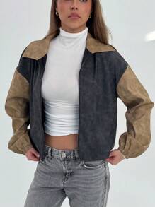 Aloruh Women's Casual Barn Women Pu Leather Jacket - Multicolor - View 3