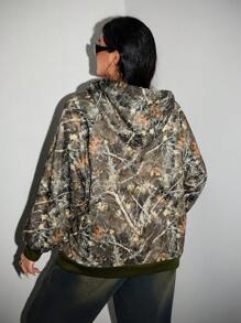 SHEIN ICON Plus Size Oversize Leaf & Letter Rhinestone Decor Hoodie Sweatshirt - Multicolor - View 6