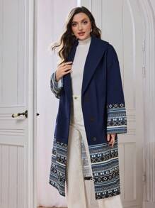 Lacomfia Women Print Patchwork Turndown Collar Long Sleeve Regular Jacket - Multicolor - View 5