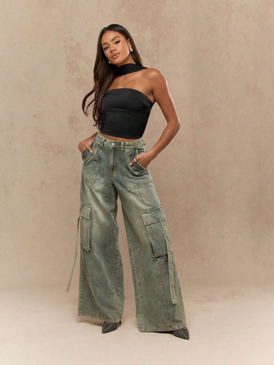 MISSGUIDED Strapless Corset Crop Top With Removable Neck Scarf Evening Party Bustier Club Wear Fashion Statement Piece