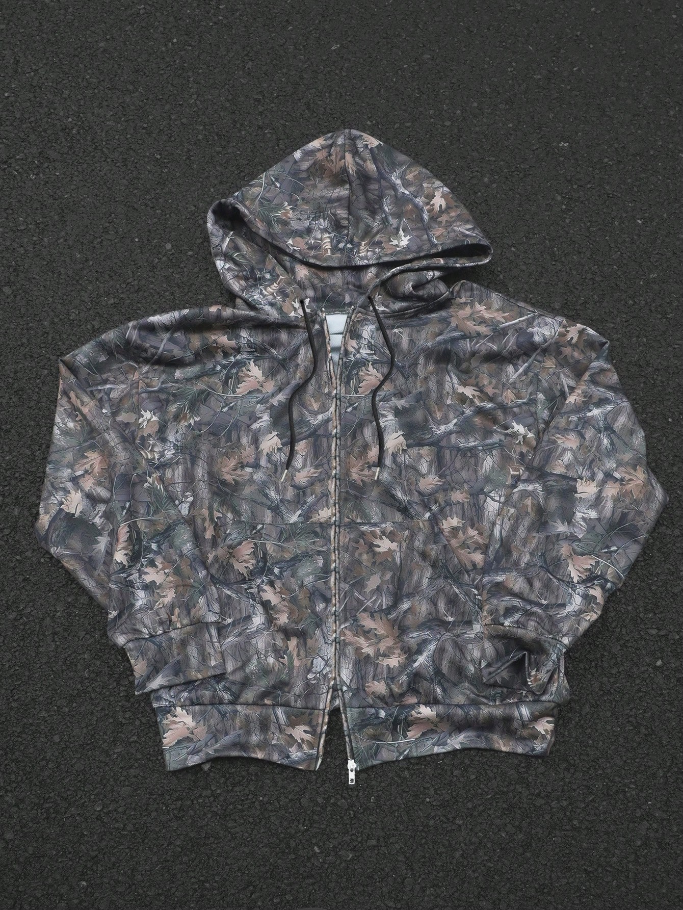 Manfinity Dauomo Men's Autumn Branch Print Zip Up Hooded Casual Sweatshirt