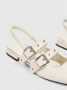 CUCCOO GRLICON 女士时尚百搭尖头扣平底鞋 - 米色 - 查看 8