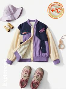 SHEIN Style urbain décontracté, veste bomber matelassée multi-couleurs patchwork, confortable et chaude, convenant aux jeunes filles. Idéale pour la photographie de rue urbaine et les sorties décontractées quotidiennes.