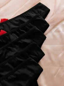 Set de 5 prendas de ropa interior de encaje y moño para mujer de talla grande