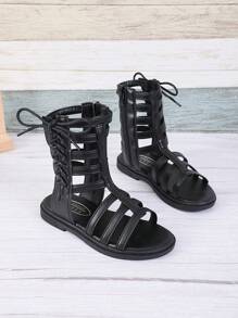 Spring/Summer New Fashion Minimalist Side Zipper Children Roman Flat Sandals