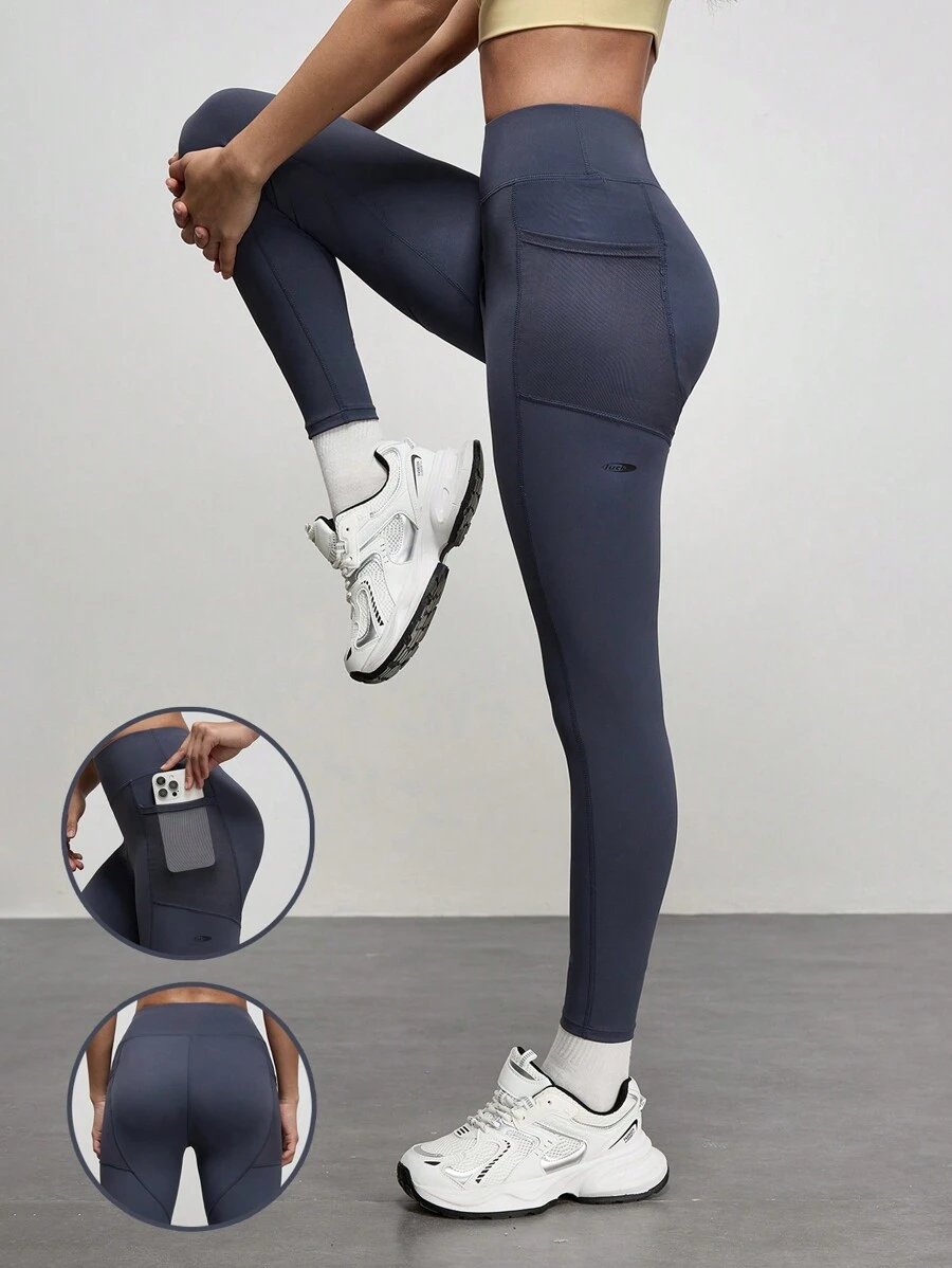 SHEIN Sports 女士高腰无缝户外紧身裤，纯色