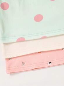 3pcs Young Girl' Cute Bear & Rabbit Pattern Comfortable Base Layer Thermal Underwear Set - Multicolor - View 8