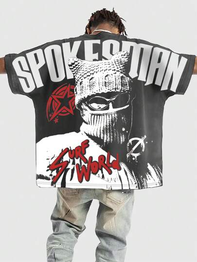 Street Life Maglietta casual da uomo a maniche corte con collo rotondo e maniche a pipistrello, stile hip hop