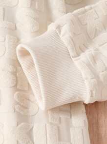 SHEIN Robe à capuche casual à manches longues avec motif jacquard de lettres pour filles préados et mère-fille, style minimaliste doux avec volant à l'ourlet. Convient pour le printemps, les réunions de famille, les sorties, les tenues casual, l'école. Robe en tricot pour la Saint-Valentin - Beige - Voir 5