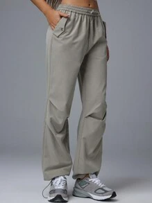 Hanevo Solid Drawstring Hem Pants Fall Cloth For Women - Grey - View 5