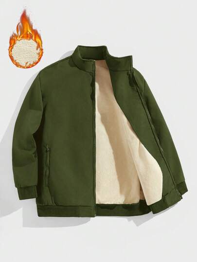 Manfinity Homme 秋冬季大码男士休闲纯色保暖内衬夹克