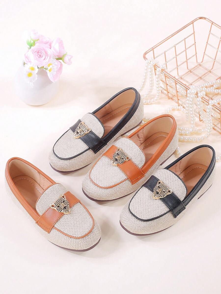 1 Pair Girls' Casual Soft Bottom Slip-On Loafers, Suitable For Spring/Autumn