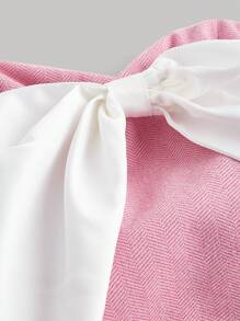 SHEIN MOD Vestido corto de hombro único con bloque de color rosa y gran lazo, vestido de recepción de boda, vestido rosa, vestido con lazo, vestido elegante, vestido de fiesta sexy, vestido de dama de honor, Día de San Valentín, talla grande - Rosa - Ver 3