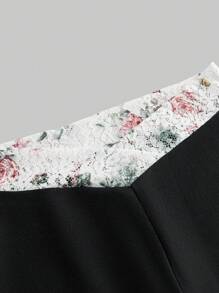 ROMWE Kawaii Damskie spodnie rozkloszowane z koronką w kwiaty w stylu retro