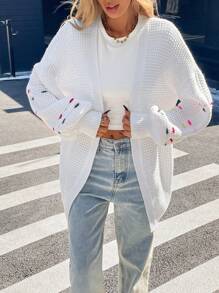 SHEIN Essnce 女士休闲长袖针织毛衣，简约日常穿着度假新年冬装 - 白色 - 查看 2