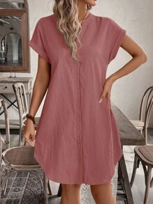 EMERY ROSE 女士纯色前扣短袖简约休闲短裙