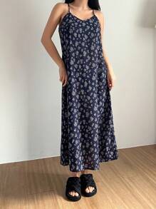 DAZY 2件套女士宽松字母印花睡裙和睡衣套装睡衣 - 藏蓝色 - 查看 4