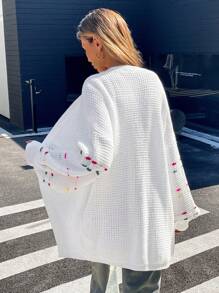 SHEIN Essnce 女士休闲长袖针织毛衣，简约日常穿着度假新年冬装 - 白色 - 查看 4