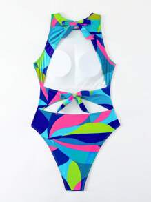 BamGleam Women's Round Neck Sleeveless Printed Fitted One-Piece Summer - Multicolor - View 6