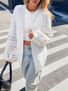 SHEIN Essnce 女士休闲长袖针织毛衣，简约日常穿着度假新年冬装 - 白色 - 查看 5