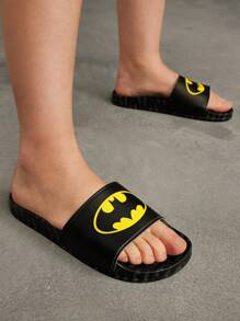 BATMAN X SHEIN Cartoon Pattern PVC Comfortable Slippers, Unisex,Couple,For Indoor & Outdoor Wear - Black - View 6