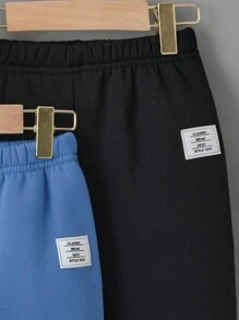 3 Pairs Young Boy Casual Comfortable Thickened Sweatpants, Suitable For Autumn & Winter