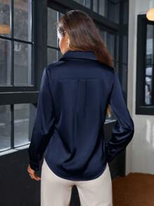 Aveloria Modichic 女式长袖纯色单排扣休闲/工作衬衫