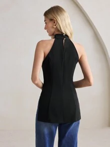 BizChic Women's Neck Halter Top, Elegant Office Commuter , Suitable For New Year, Date, Spring/Summer - Black - View 8