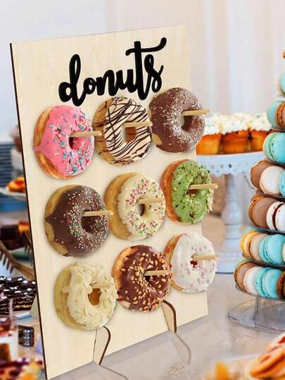 1set Donut Wall Display Stand Wooden Reusable Donut Holder Board Fits 9Doughnuts, Doughnut Food Buffet Display For Wedding Baby Showers Birthday Gathering Party Decorations And More Cake Stand Cake Decorations Cupcake Stand Cake Decor Cake Holder Wedding