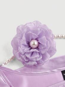 SHEIN MOD 薰衣草复古风格 3D 花卉连衣裙，适合约会新年女士装节日派对连衣裙情人节 - 淡紫色 - 查看 3