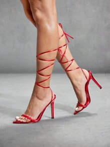 CUCCOO SZL Minimalistyczne modne sandały na cienkim pasku z kryształkami na obcasie, uniwersalne sandały na wysokim obcasie do noszenia na ulicy na Walentynki