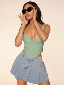 SHEIN BAE 白色蕾丝吊带背心，女士白色文胸，女士文胸，秋季/秋季 - 薄荷綠 - 查看 5