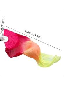 SHEIN 1pc Three Color Gradient Dance Fan, Ultra Long Tassel Design, Double-Sided Silk Fan For Square Dance, Very Suitable For Stage Performance, Dance Festival Parties, Sports Props