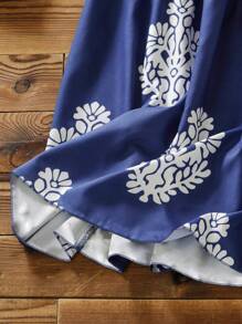 Lacomfia Falda acampanada de corte holgado y estampada con varias capas, de estilo casual para primavera/otoño, tallas grandes