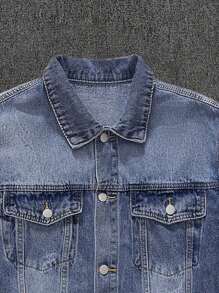 Manfinity Hypemode Men's Light Blue Loose Casual Denim Jacket - Light Wash - View 3