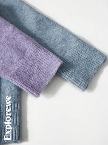 SHEIN 2 Pieces Tween Girls Embroidered Crew Neck Long Sleeve Sweater, Fleece Pullover For Autumn/Winter, Buy 1 Get 1 Free, Suitable For Outdoor, City Trips, Daily Wear, School, Parties & Other Occasions