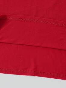 SHEIN 1 件男士休闲情人节口号图案圆领短袖 T 恤，新爸爸情人节礼物 - 酒紅色 - 查看 6