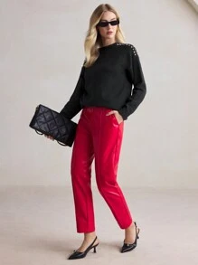 BizChic Black Turtleneck Long Sleeve Sweater, Elegant Knit Top, Classy Office/Commute Wear, New Year, Date Night, Spring/Summer For Women - Black - View 8